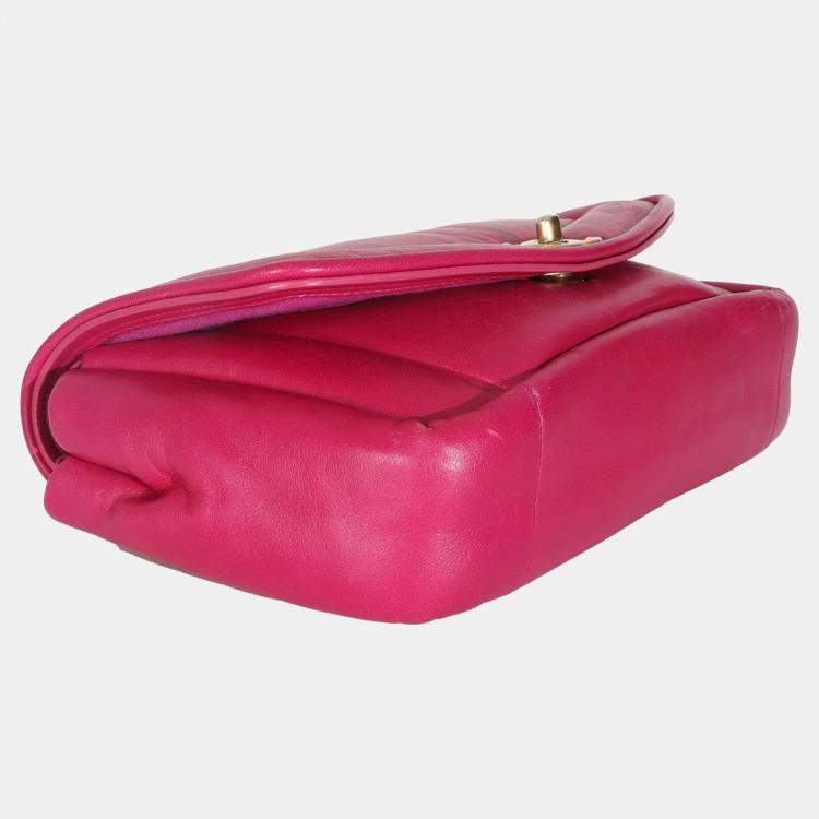 Pre Owned Chanel Dark Pink Lambskin Medium Simply Flap Bag