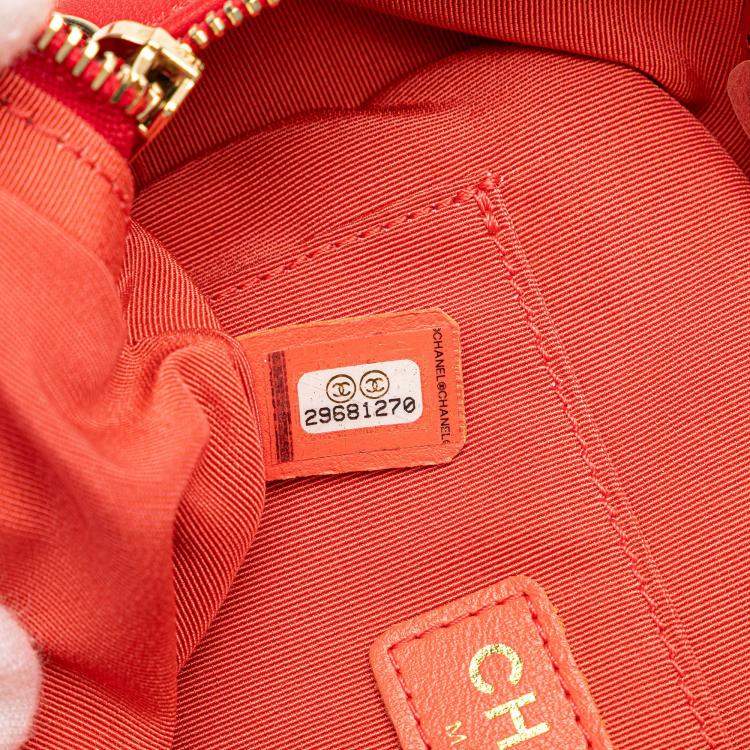 Pre Owned Chanel Red Quilted Lambskin Studded Beauty Begins Camera Bag