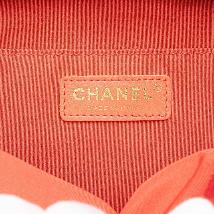 Pre Owned Chanel Red Quilted Lambskin Studded Beauty Begins Camera Bag