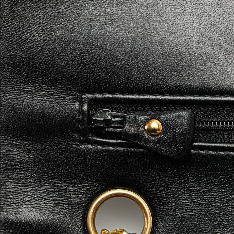 Pre Owned Chanel Black Medium Classic Lambskin Double Flap