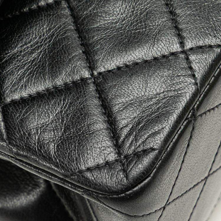 Pre Owned Chanel Black Medium Classic Lambskin Double Flap
