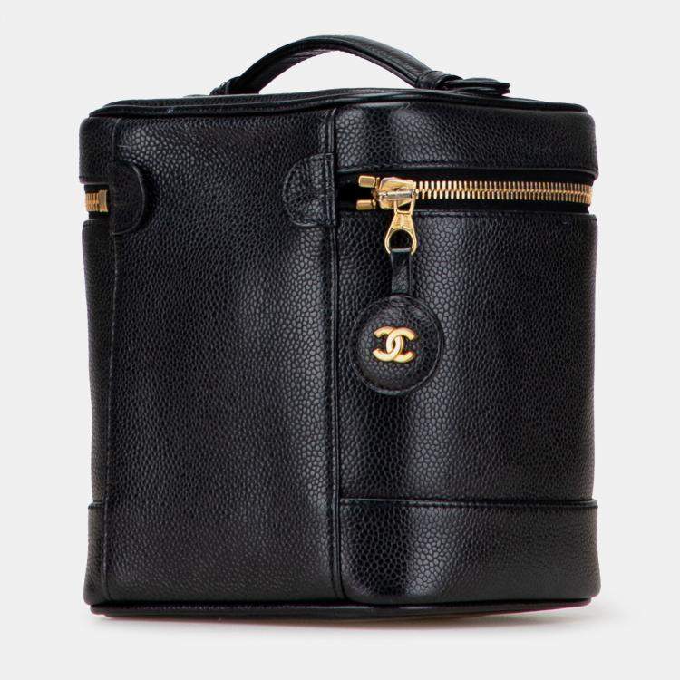 Pre Owned Chanel Black CC Caviar Vanity Bag