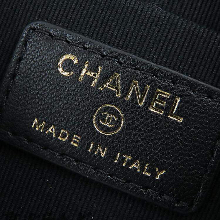 Pre Owned Chanel Black CC Quilted Velour Half Moon Chain Crossbody