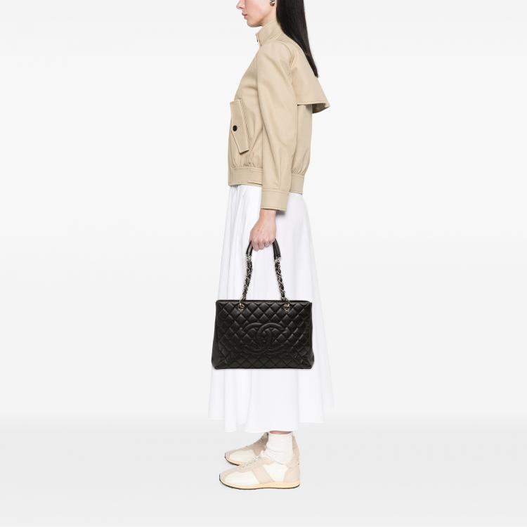 Pre Owned Chanel Black Caviar Grand Shopping Tote
