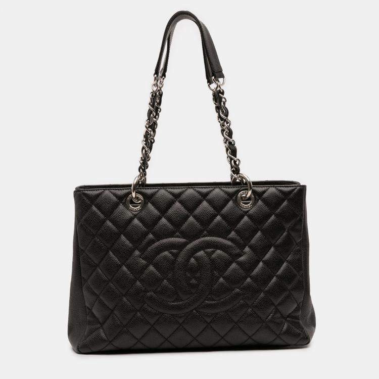 Pre Owned Chanel Black Caviar Grand Shopping Tote