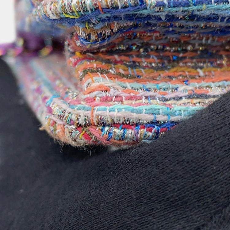 Pre Owned Chanel Chain Wallet Multicolor Tweed