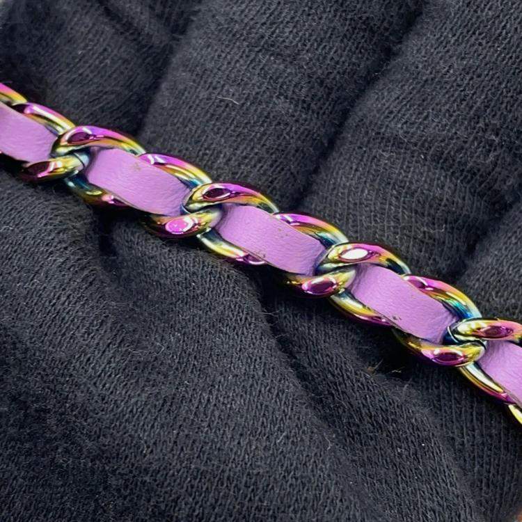 Pre Owned Chanel Chain Wallet Multicolor Tweed