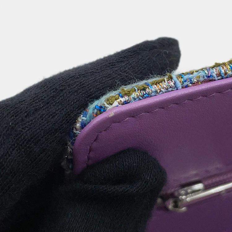 Pre Owned Chanel Chain Wallet Multicolor Tweed