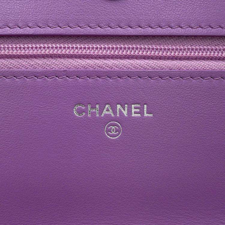 Pre Owned Chanel Chain Wallet Multicolor Tweed