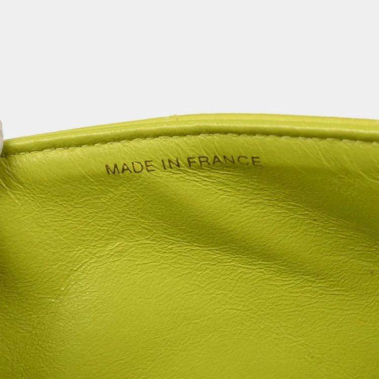 Pre Owned Chanel Light Green Lambskin Medium Diana Shoulder Bag