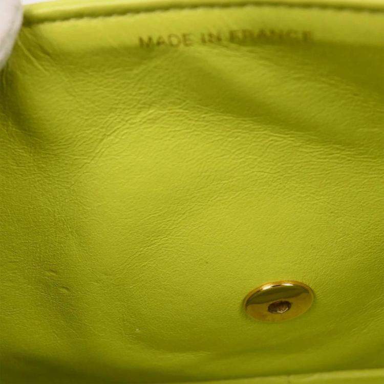 Pre Owned Chanel Light Green Lambskin Medium Diana Shoulder Bag