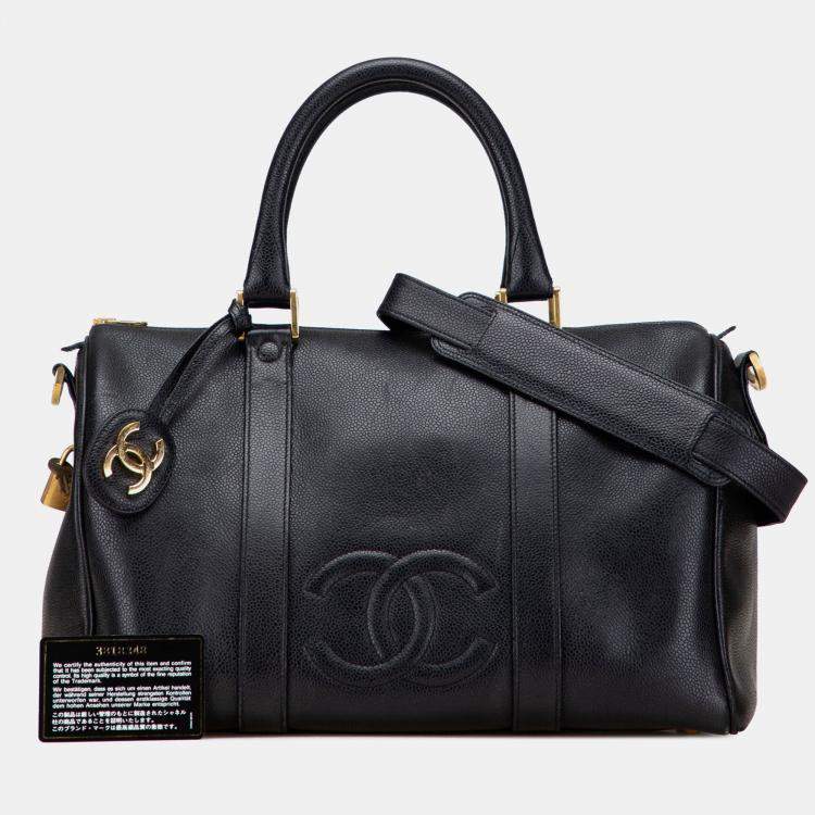 Pre Owned Chanel Black CC Caviar Boston Bag