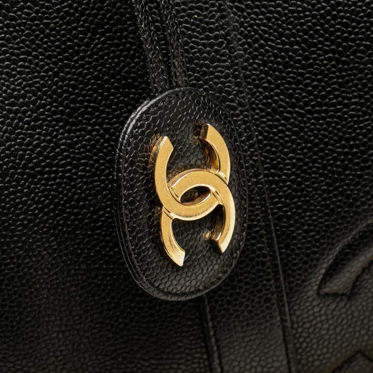 Pre Owned Chanel Black CC Caviar Boston Bag
