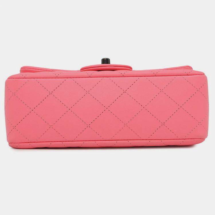 Pre Owned Chanel Single Flap Pink Lambskin Chain Shoulder Bag