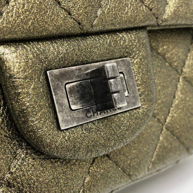 Pre Owned Chanel Reissue Metallic Gold Leather Chain Shoulder Bag