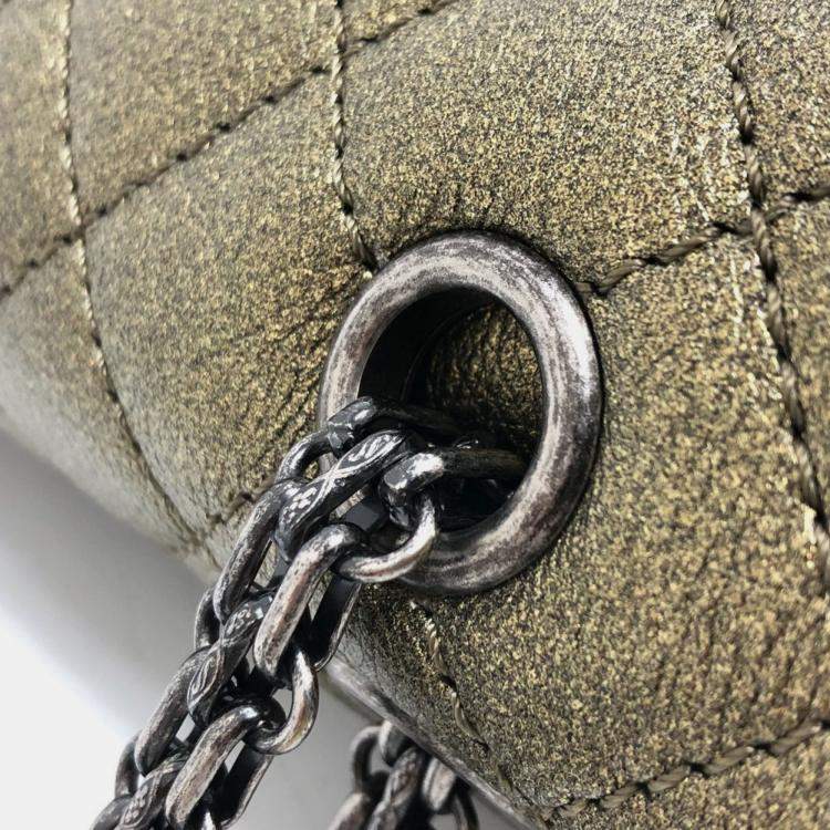 Pre Owned Chanel Reissue Metallic Gold Leather Chain Shoulder Bag
