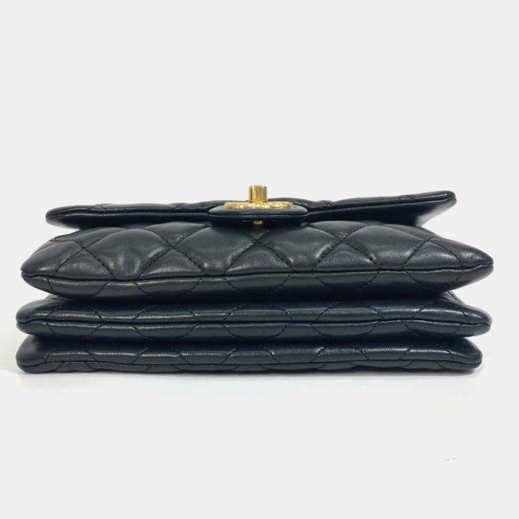 Pre Owned Chanel CC Coco Mark Matelasse Black Lambskin Chain Bag