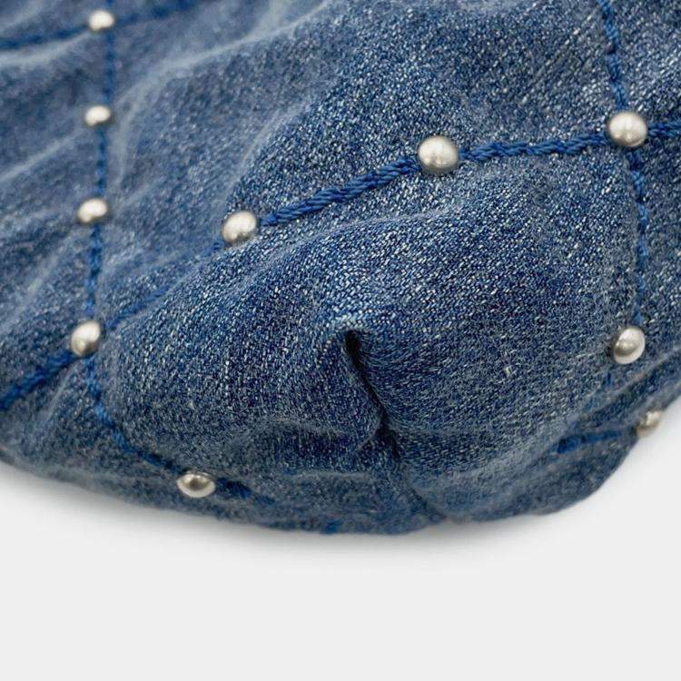 Pre Owned Chanel 22 Small Blue Denim Hobo Bag