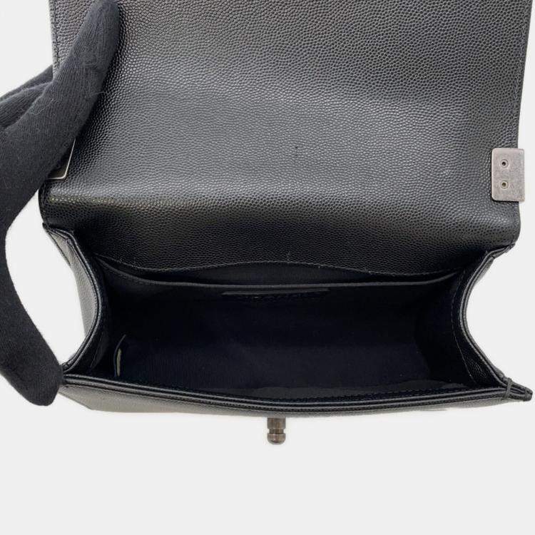Pre Owned Chanel Boy Black Calfskin Shoulder Bag