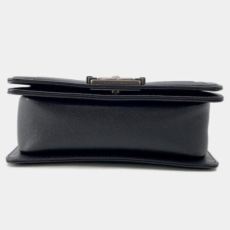 Pre Owned Chanel Boy Black Calfskin Shoulder Bag