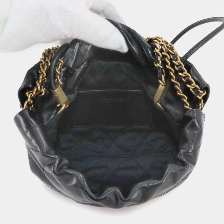Pre Owned Chanel 22 Black Leather Shoulder Bag