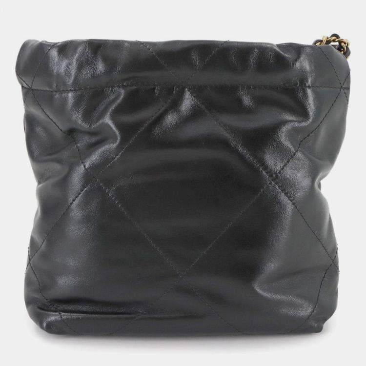 Pre Owned Chanel 22 Black Leather Shoulder Bag