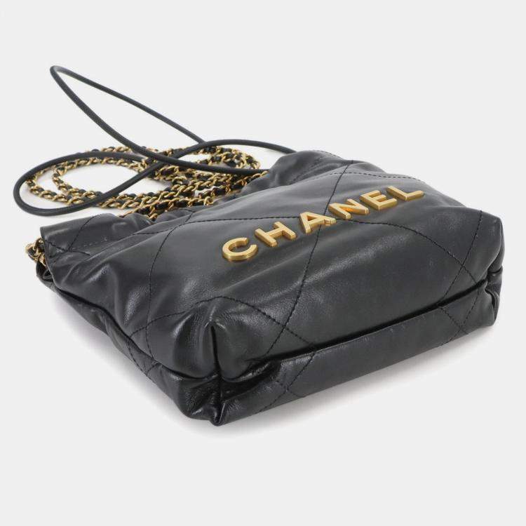 Pre Owned Chanel 22 Black Leather Shoulder Bag