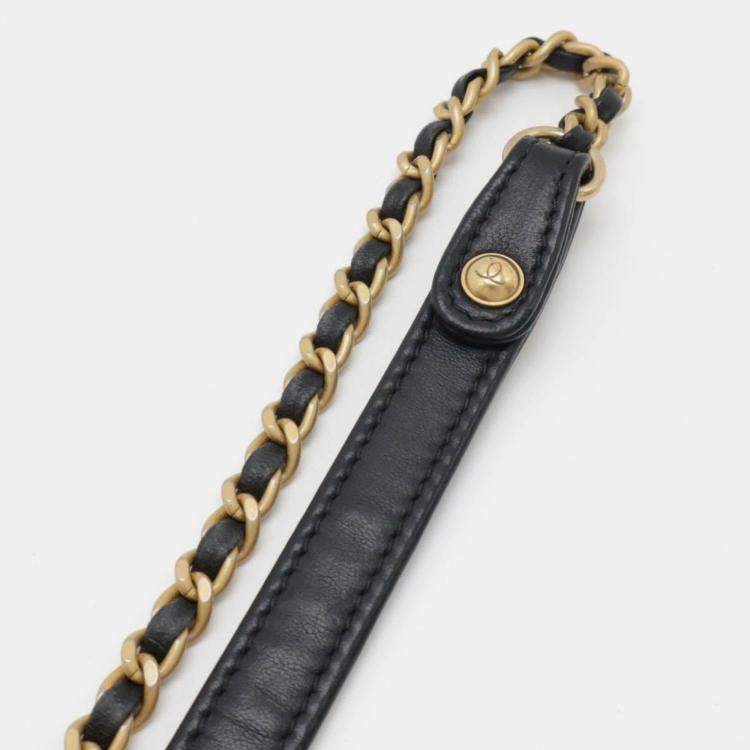 Pre Owned Chanel Reverse Chevron Black Lambskin Top Handle Single Flap Bag