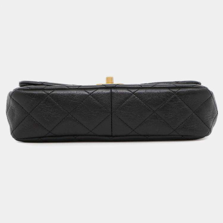 Pre Owned Chanel Pearl CC Black Quilted Calfskin Leather Flap Bag