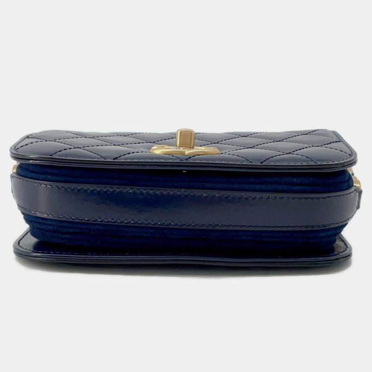 Pre Owned Chanel Paris-Le19M My Sweet CC Flap Blue Leather Shoulder Bag