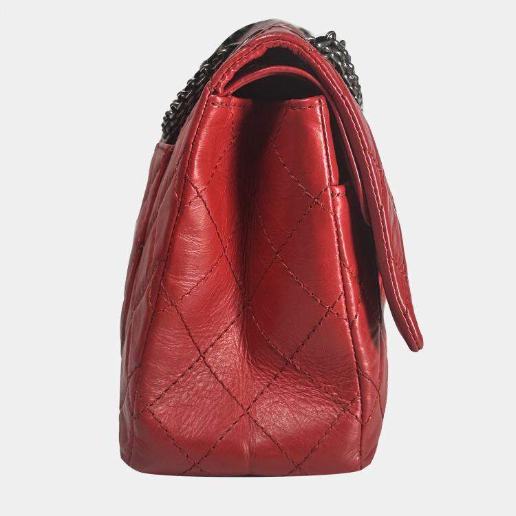 Pre Owned Chanel 2.55 Medium Red Double Flap Bag
