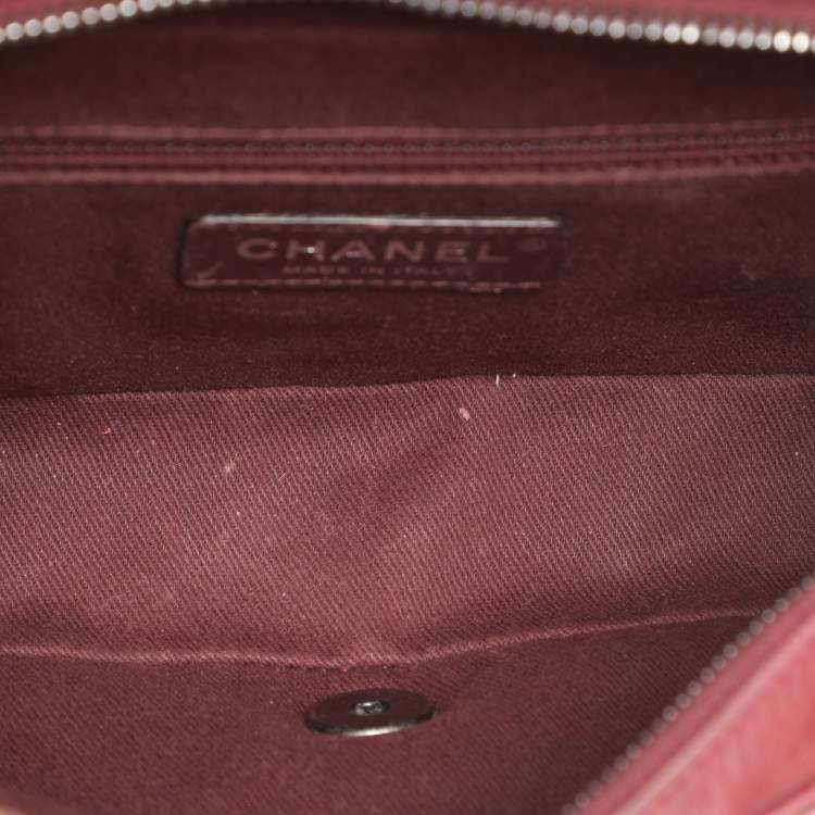 Pre Owned Chanel Burgundy Quilted Aged Leather Day Trip Flap Bag