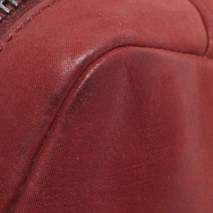 Pre Owned Chanel Burgundy Quilted Aged Leather Day Trip Flap Bag