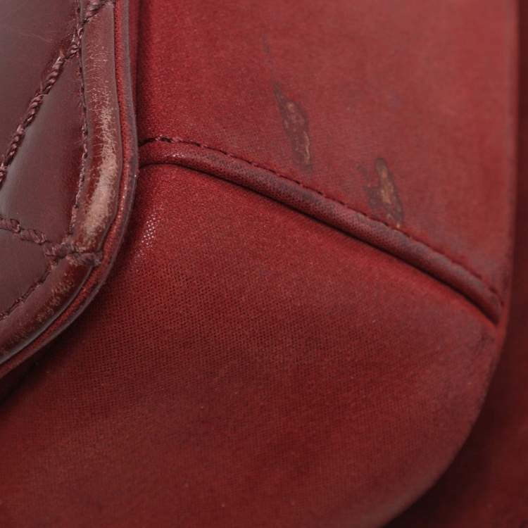 Pre Owned Chanel Burgundy Quilted Aged Leather Day Trip Flap Bag