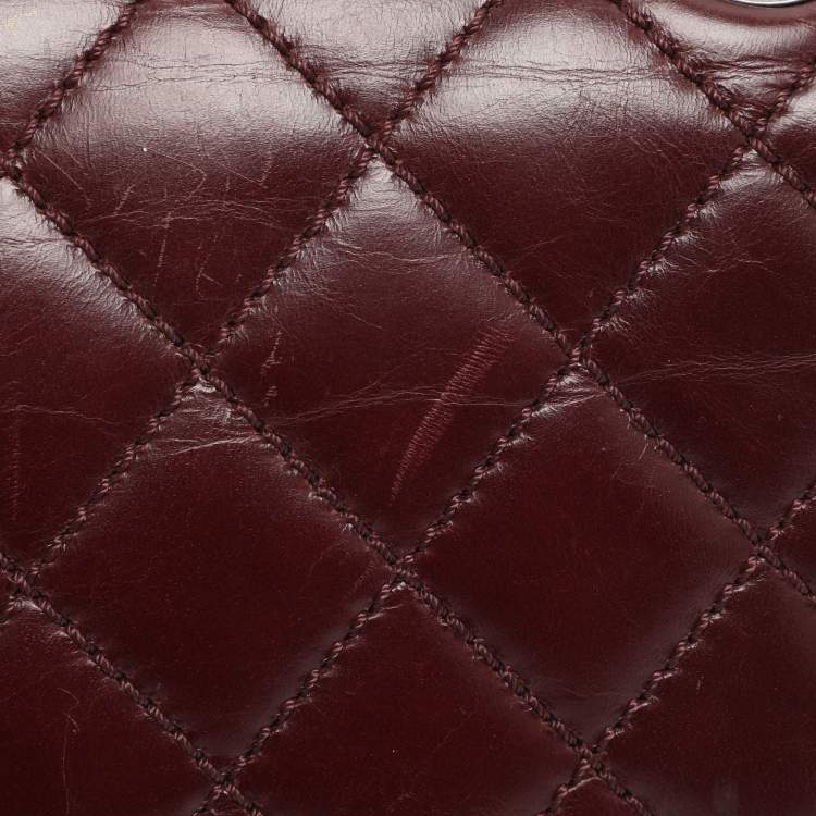 Pre Owned Chanel Burgundy Quilted Aged Leather Day Trip Flap Bag