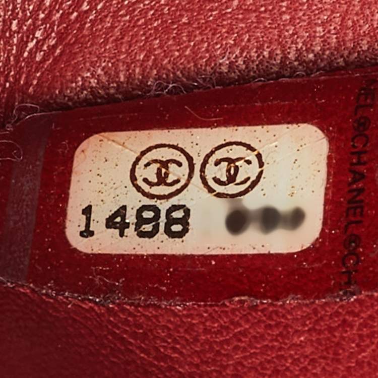 Pre Owned Chanel Red Quilted Snakeskin Medium Classic Double Flap Bag