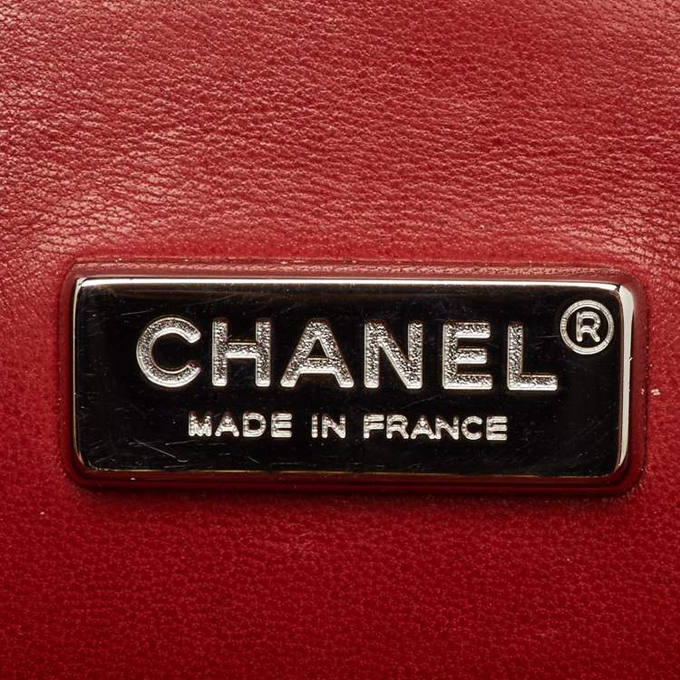 Pre Owned Chanel Red Quilted Snakeskin Medium Classic Double Flap Bag