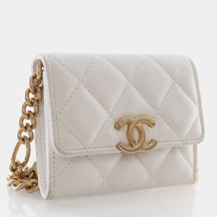 Pre Owned Chanel Mini Caviar Quilted On Chain Clutch