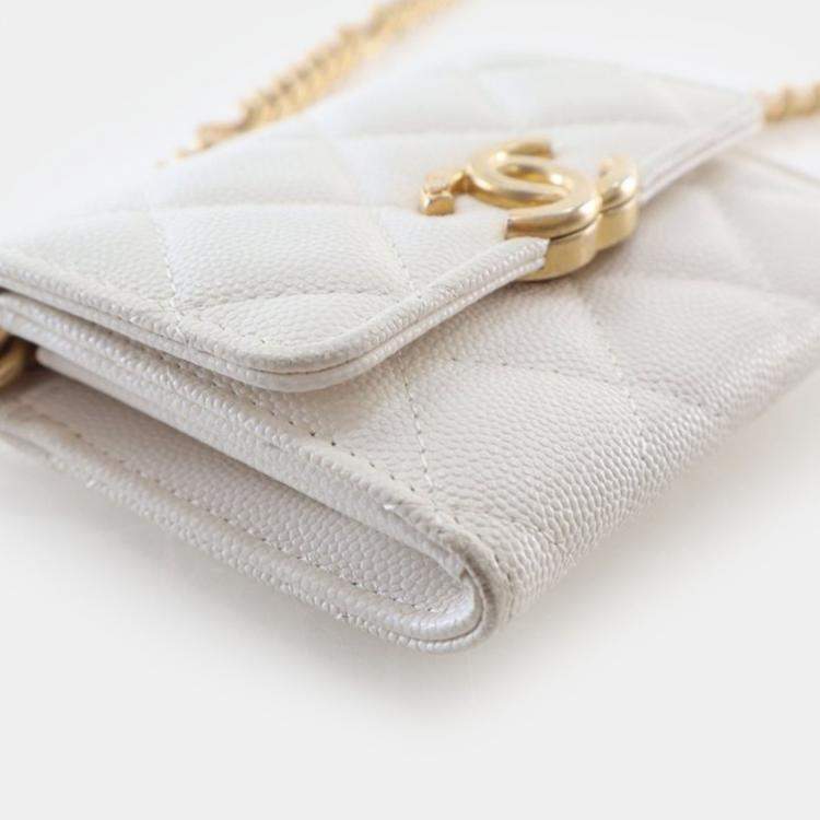 Pre Owned Chanel Mini Caviar Quilted On Chain Clutch