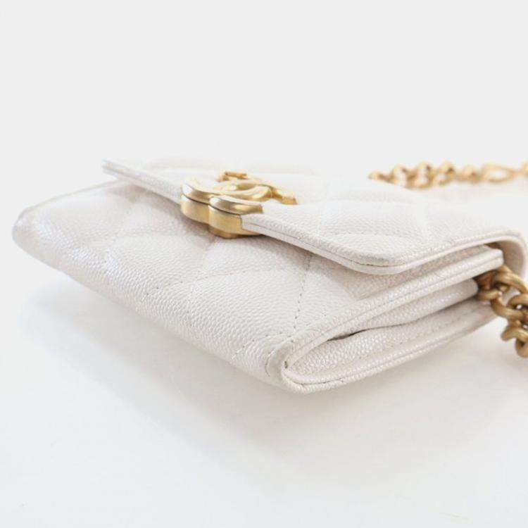 Pre Owned Chanel Mini Caviar Quilted On Chain Clutch