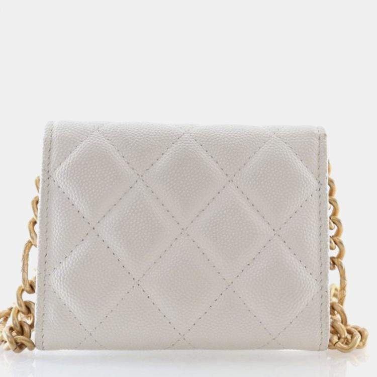 Pre Owned Chanel Mini Caviar Quilted On Chain Clutch