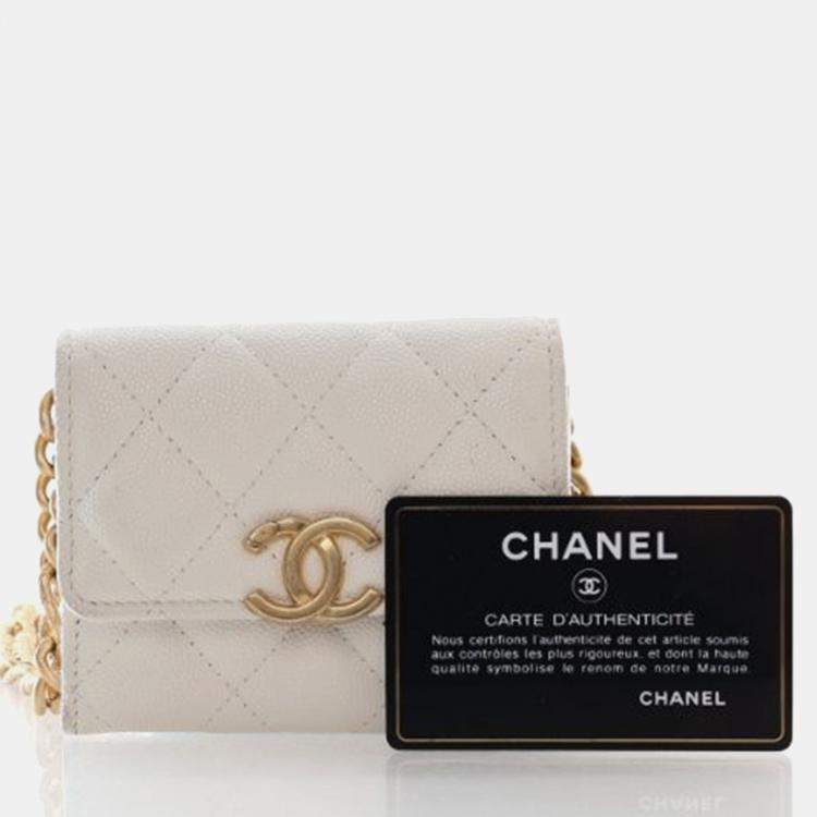 Pre Owned Chanel Mini Caviar Quilted On Chain Clutch