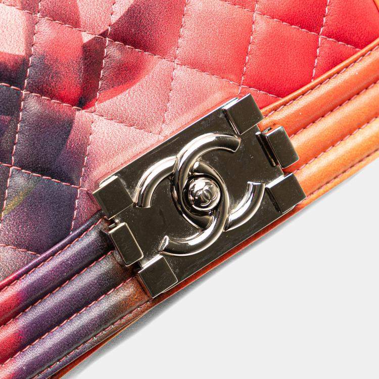 Pre Owned Chanel Multicolor Small Lambskin Flower Power Boy Flap