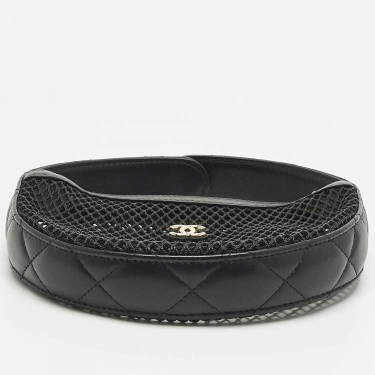 Pre Owned Chanel Black Quilted Leather and Mesh Mini Round Hobo