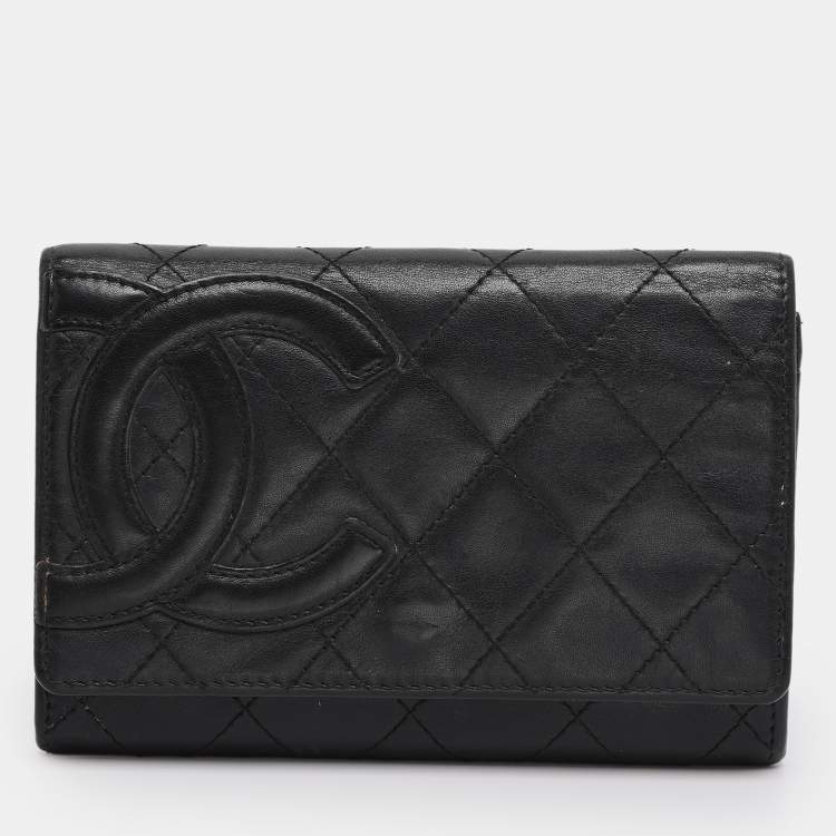 Pre Owned Chanel Black Quilted Leather Cambon Ligne Wallet