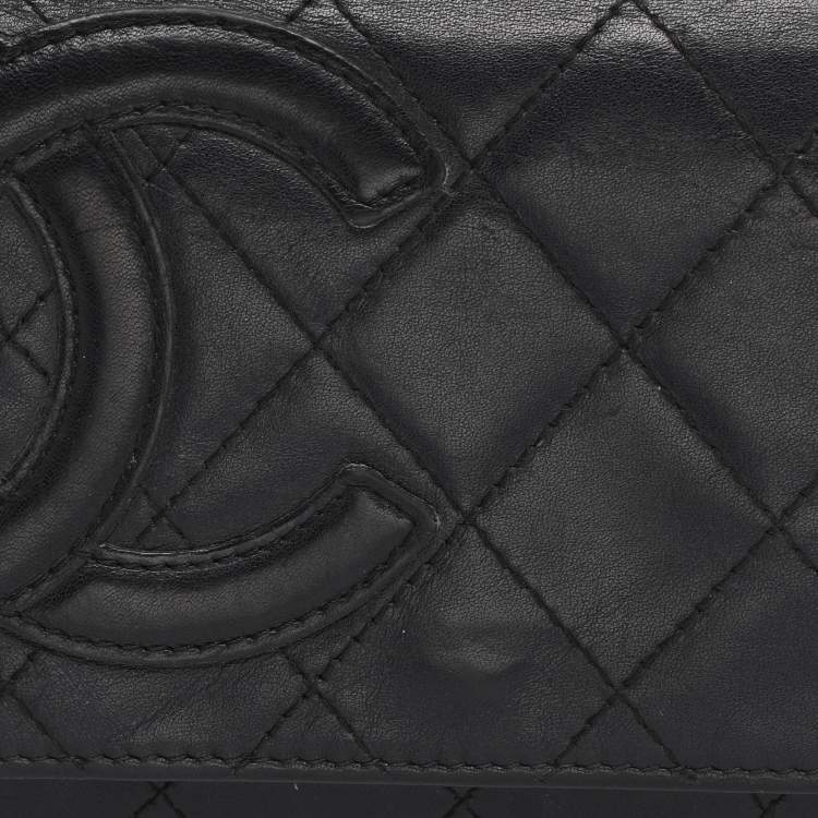 Pre Owned Chanel Black Quilted Leather Cambon Ligne Wallet