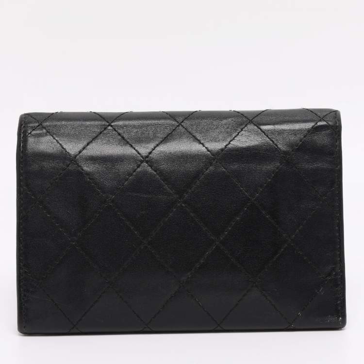 Pre Owned Chanel Black Quilted Leather Cambon Ligne Wallet