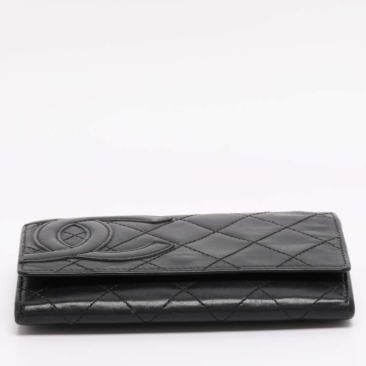 Pre Owned Chanel Black Quilted Leather Cambon Ligne Wallet