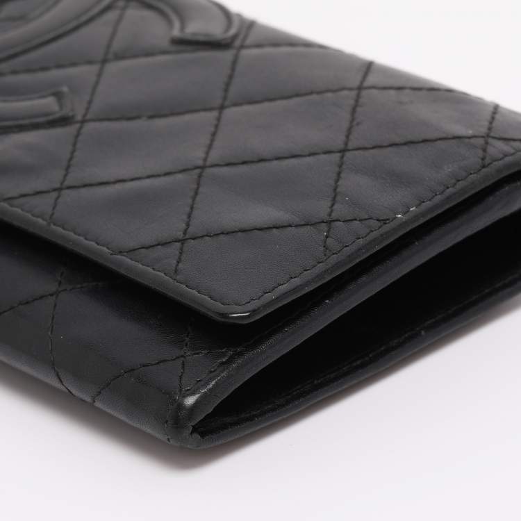 Pre Owned Chanel Black Quilted Leather Cambon Ligne Wallet