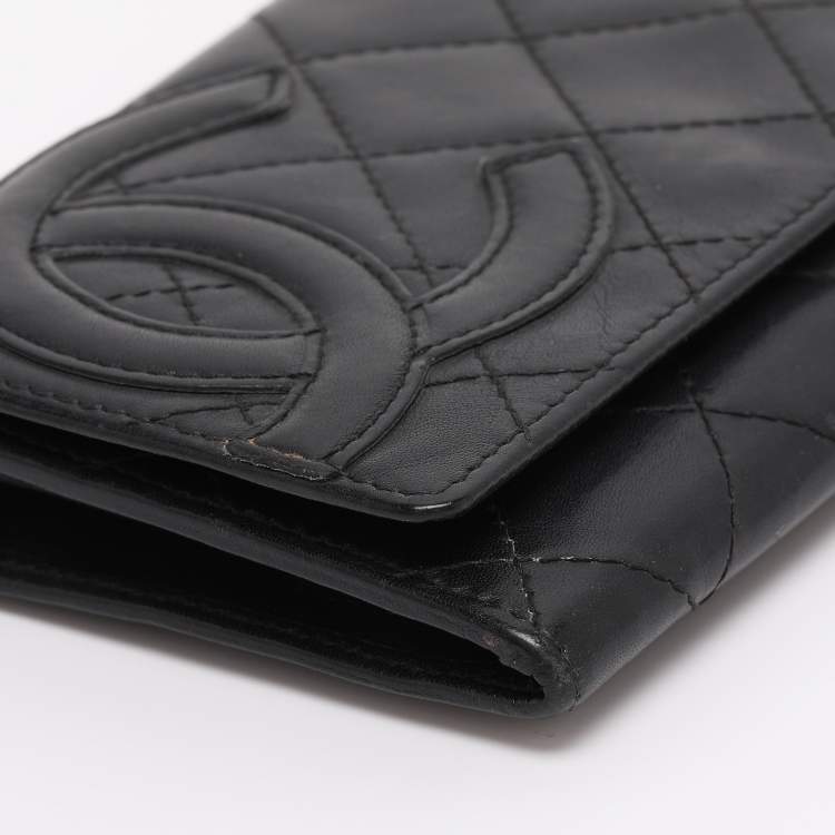 Pre Owned Chanel Black Quilted Leather Cambon Ligne Wallet